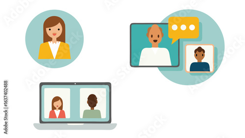 Business People Icons Set for Social Network and Teamwork Communication