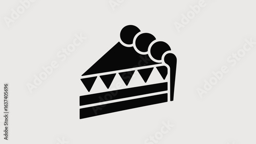 Delicious slice of cake with creamy frosting and triangular layers, perfect for celebrations, desserts, or culinary themes