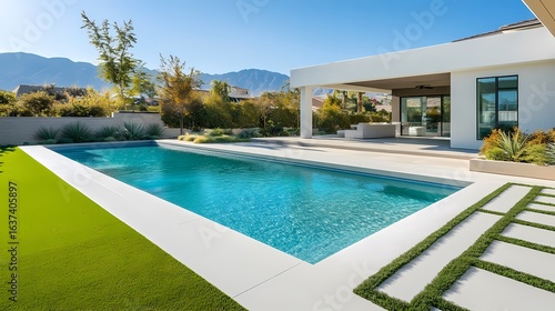 Elegant Backyard Swimming Pool in Suburban Setting