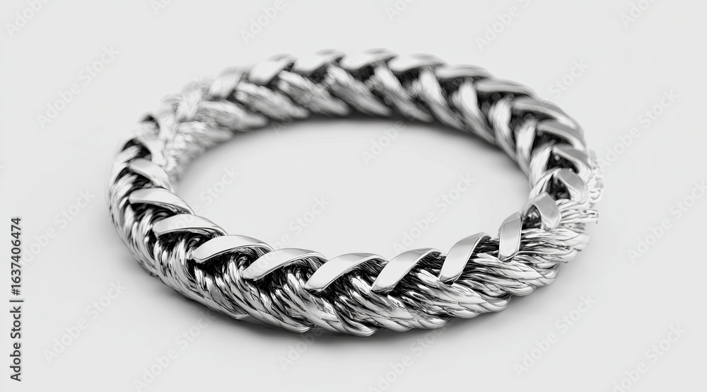 Naklejka premium Close-up of a braided silver ring