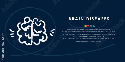 Brain diseases doodle icon, banner concept vector design.