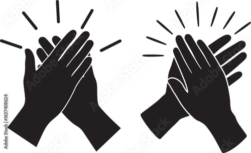 Two pairs of hands clapping in silhouette