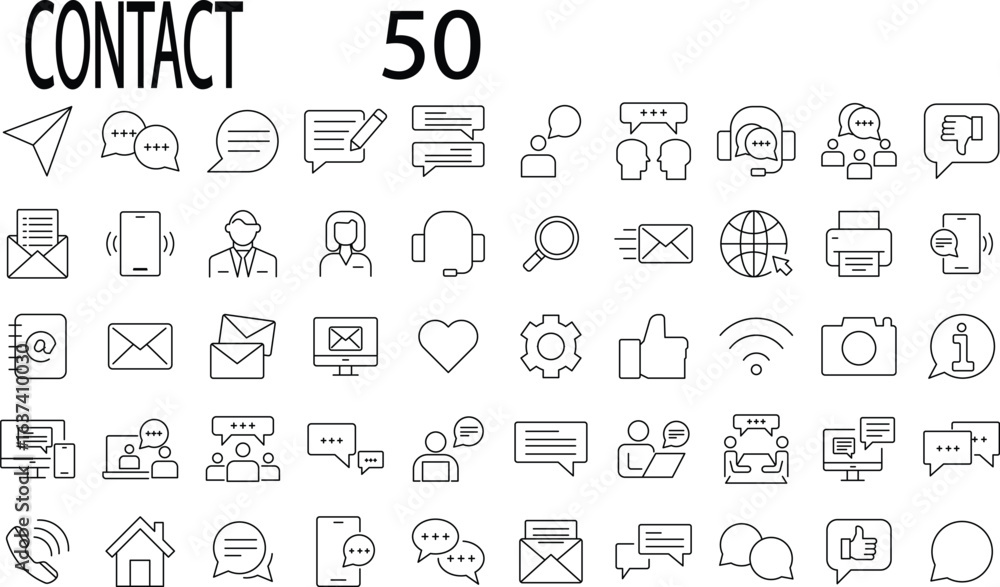 Contact editable stroke line icon set Contact editable stroke line icon set