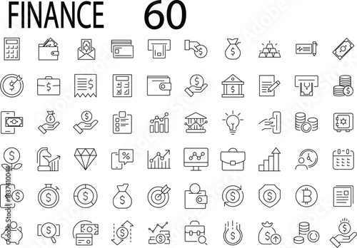 finance editable stroke line icon set