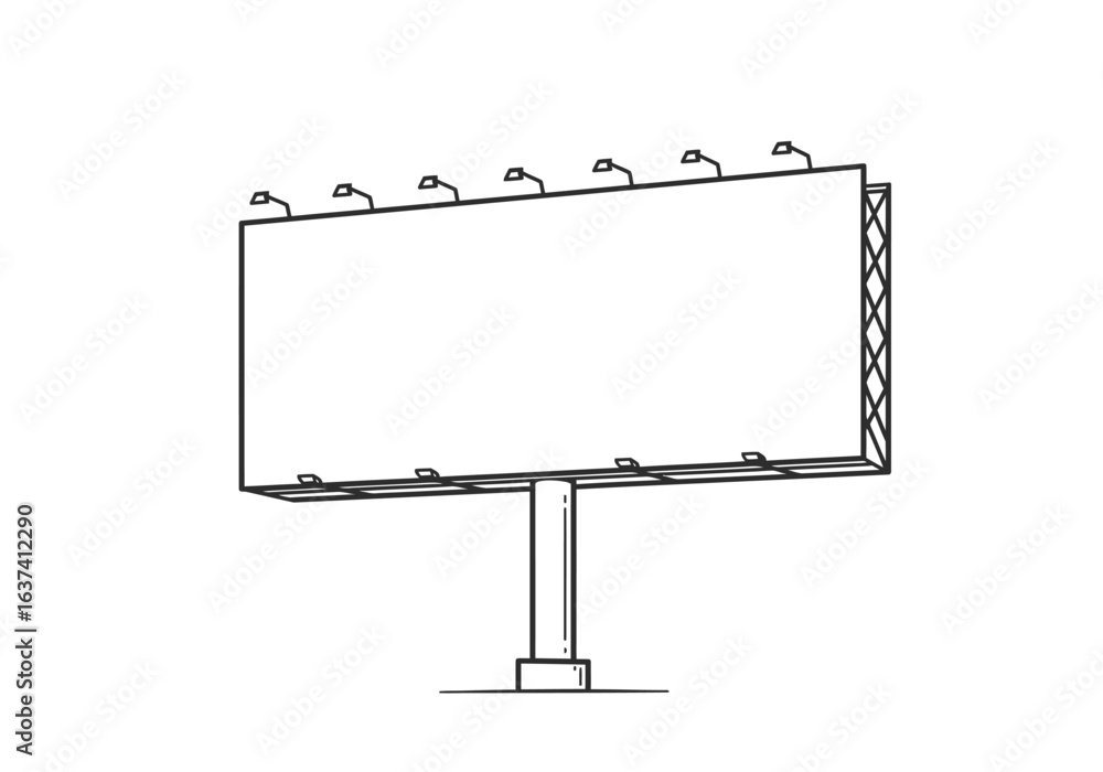 Obraz premium A billboard stands tall supported by a central pole with multiple lights on top