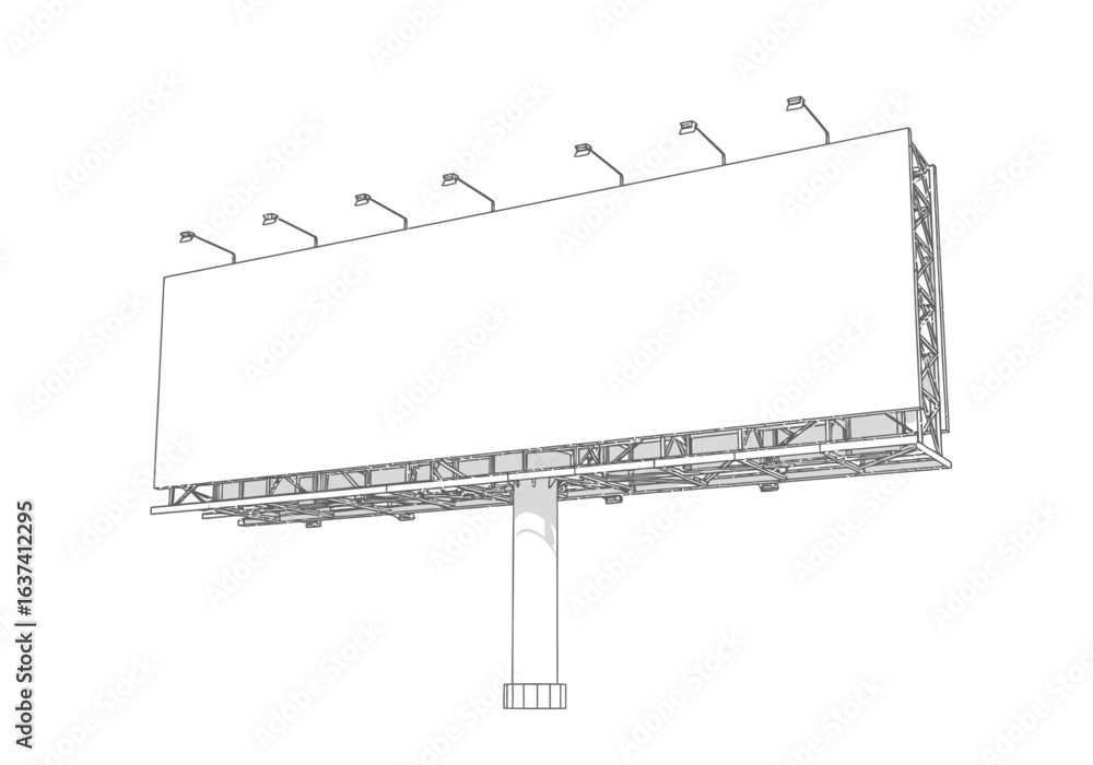 Obraz premium A billboard stands tall framed by struts poles and lights