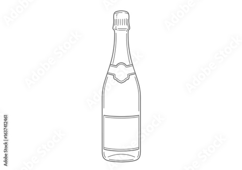A bottle drawing tapered neck foil wrap label and curved body centered on a plain background
