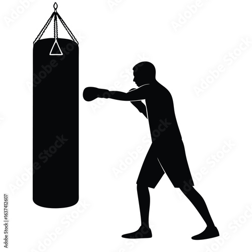 Boxing Training Session Black Silhouette Design