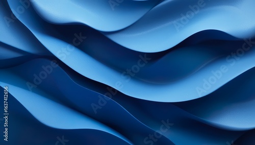 Wallpaper Mural Blue Matte abstract layers, tone-on-tone design, 3D soft depth Torontodigital.ca