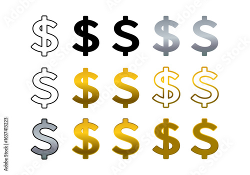 Coins and dollar cent, US dollar currency symbol sign isolated on background. Investment money finance icon concept.