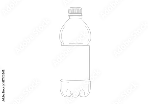 A grayoutlined plastic bottle with a ribbed cap and a blank label on a white background