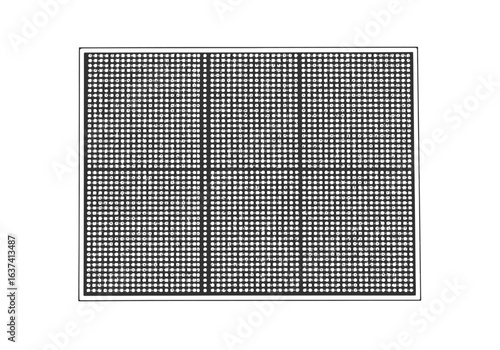 A gridded pattern fills a framed area with subtle vertical and horizontal lines creating a division