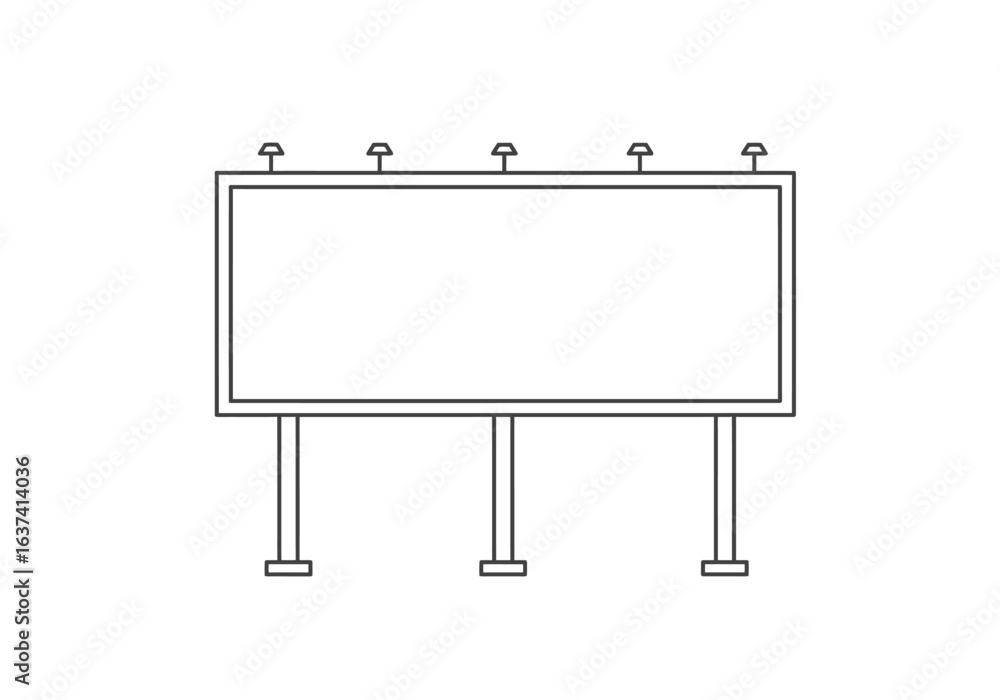 Fototapeta premium A monochrome line art illustration of a billboard on a white background
