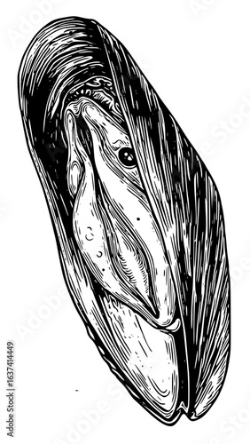 Mussel isolated on white background