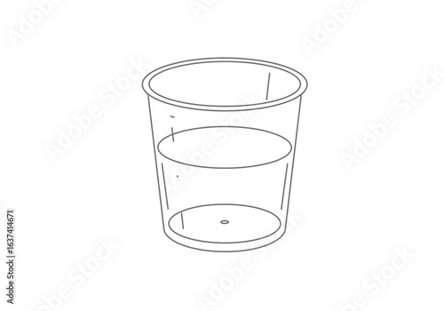 A translucent cup filled nearly halfway with an ambiguous liquid outlined in gray