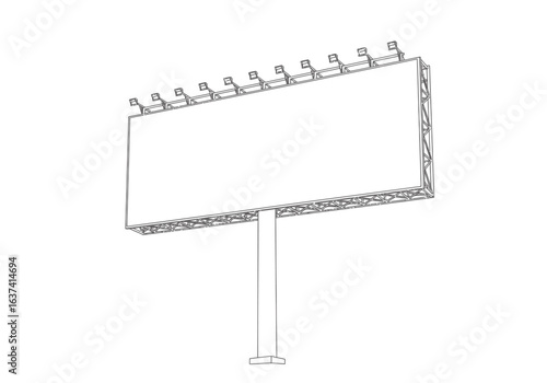 A vacant billboard stands on a supporting pillar