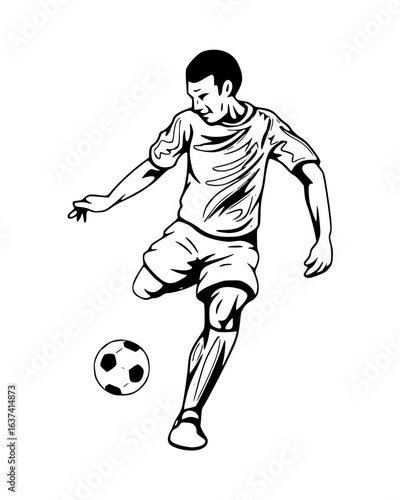 Soccer player kicking a ball