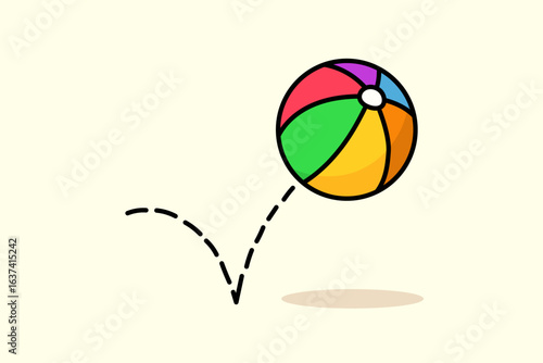 Bouncing ball, graph in physics. Projectile motion, parabolic curve trace silhouette. 