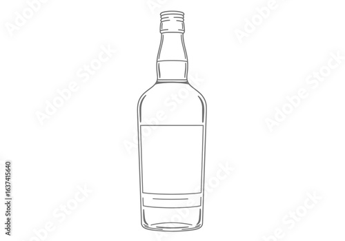 Grayline drawing of a bottle with label area rounded shoulder and narrow neck