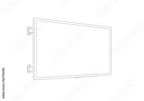 Outline of a wallmounted flatscreen TV with bracket hardware