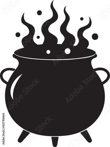  Cauldron silhouette, cauldron vector illustration, Halloween witches black cauldron isolated on vector illustration