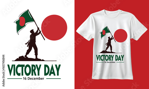 Silhouette of a soldier holding the flag of bangladesh on victory day
