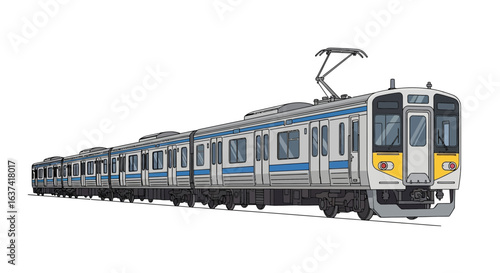 Modern electric multiple unit train illustration for urban transport