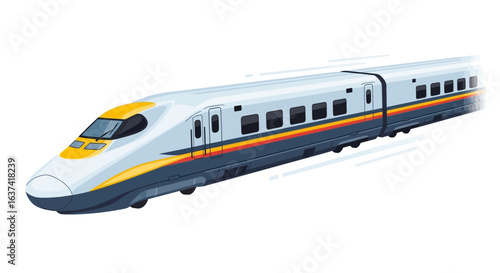 Sleek and speedy bullet train illustration, modern high speed transport concept