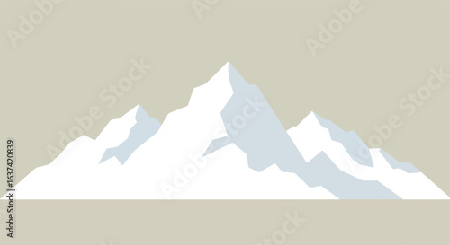 Vector art displaying snow-capped mountain peaks on a light tan background