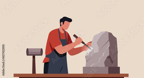 Stone Carver at Work