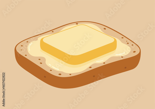 Buttered toast on neutral background. Could be used as a breakfast menu illustration