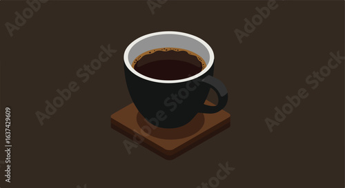 Isometric coffee cup on a brown table. Could be used for blogs, websites and posters