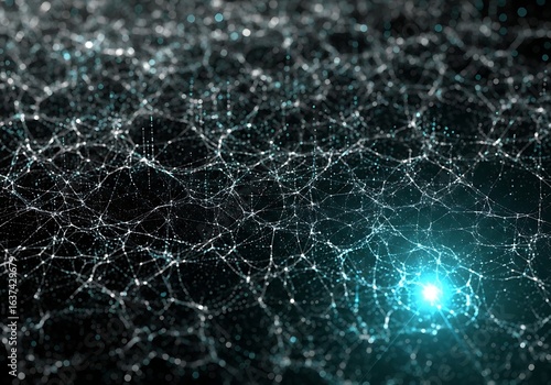 Dynamic network connections with glowing light, abstract data visualization for technology concepts