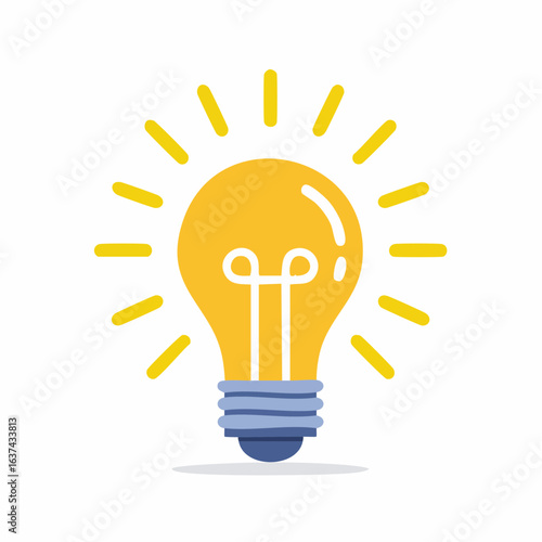 Bright glowing light bulb icon symbolizing innovation, creative thought, and brilliant ideas, a powerful symbol of inspiration, energy, and problem-solving solutions