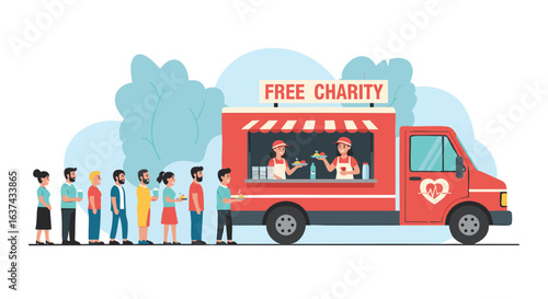 Free Charity Food Truck Serving Community Meals