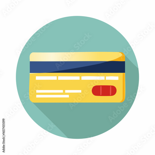 Vector icon of a credit card back view with magnetic stripe. Flat design symbol for payment, finance, and online shopping concepts.