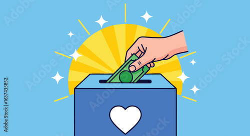 Donation Box Hand Putting Money Charity Giving Benevolence