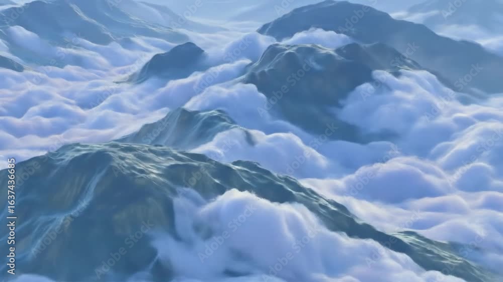 Majestic Mountain Peaks Rising Above Clouds Stunning Landscape View. Majestic Mountain Peaks Rising Above Clouds Stunning Landscape View.