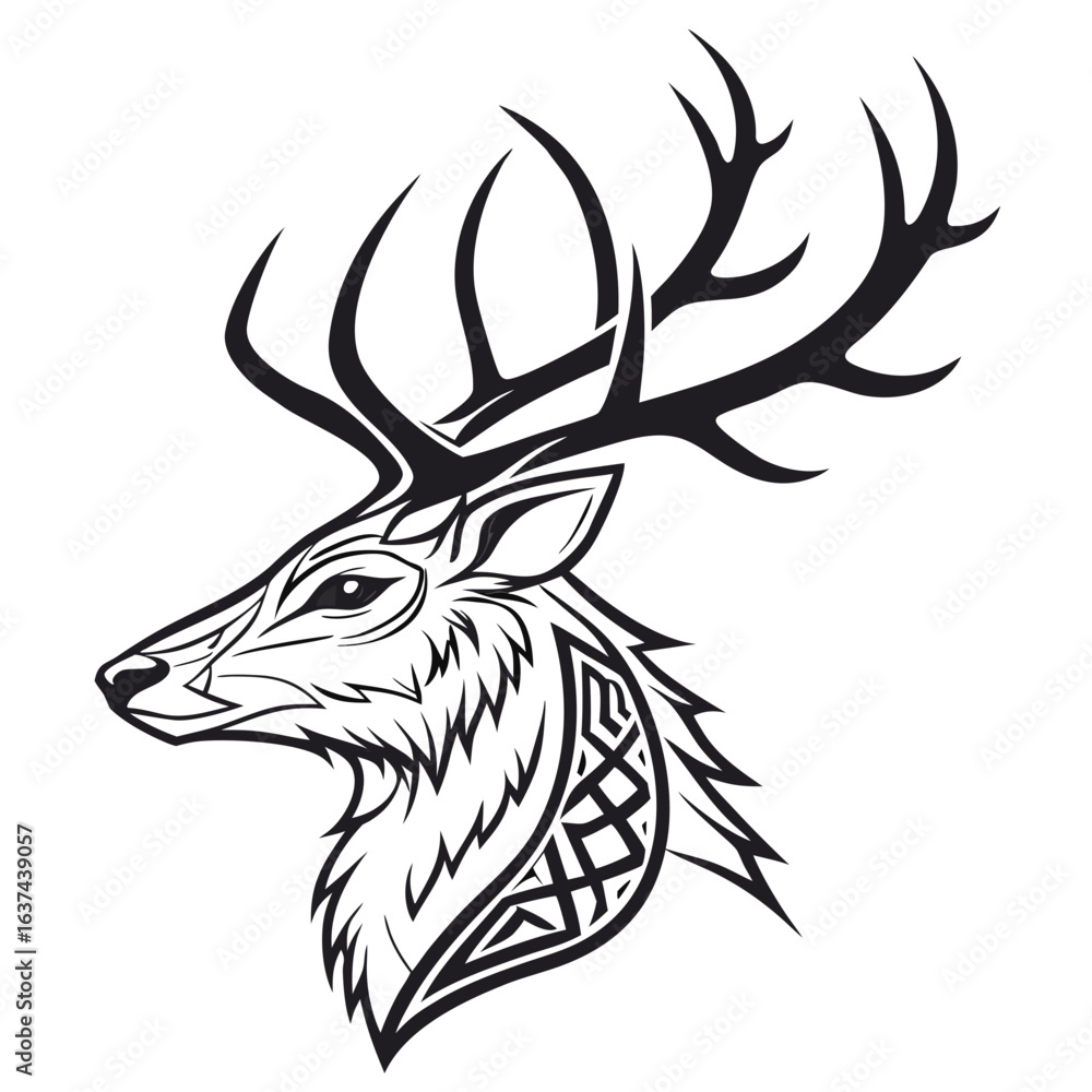 Fototapeta premium Deer head vector illustration.