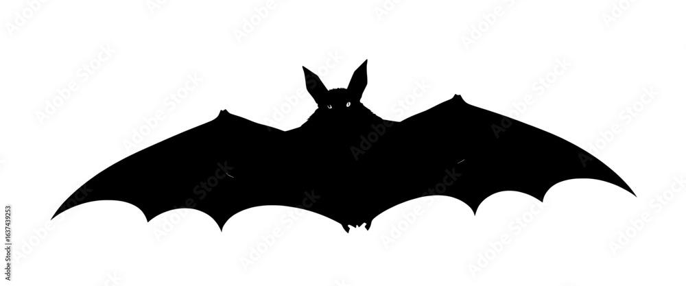 Fototapeta premium silhouette of a bat with glowing orange eyes against a white background