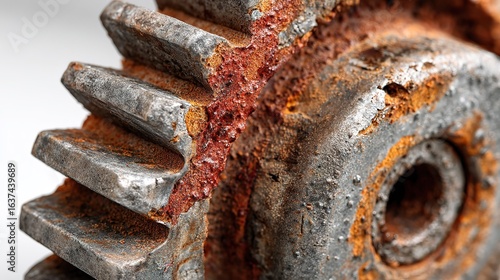 Close-up of Rusty Metal Gear with Corrosion Texture for Industrial Design Projects