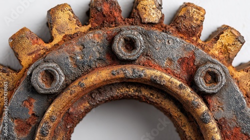 Rusty Metal Gear with Bolts: Industrial Texture for Design Projects