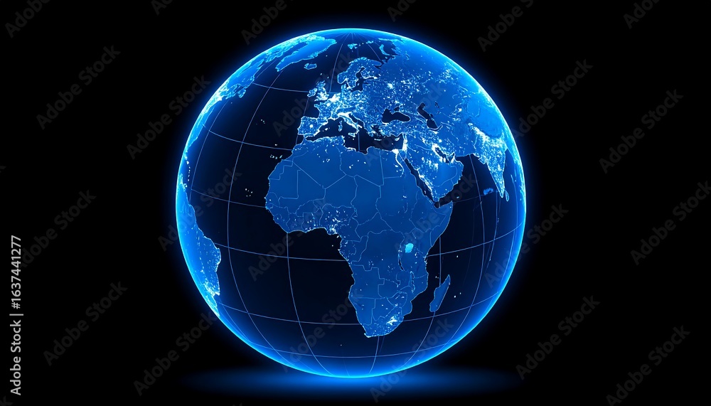 Fototapeta premium Illuminated globe of the Earth