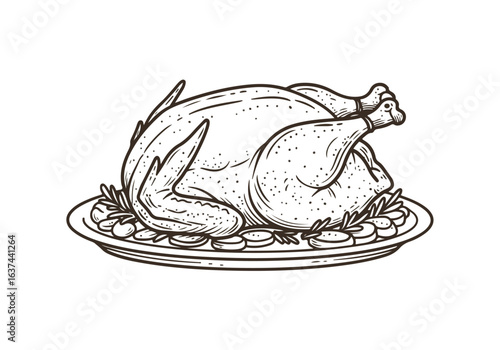 Festive oven-roasted poultry served on a platter against a blank backdrop, for a holiday