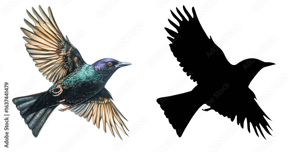 Obraz premium PNG a colorful bird flying through a black sky with a transparent background