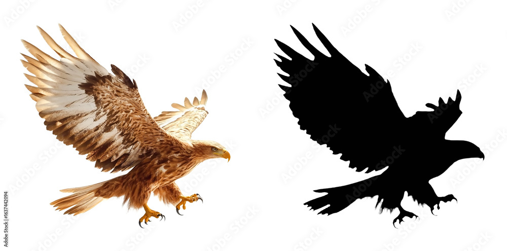 Fototapeta premium PNG a red hawk in flight on a black background with a transparent background