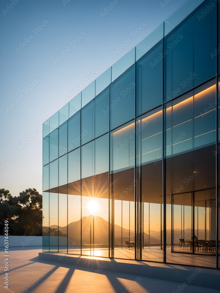 Fototapeta premium Modern Glass Architecture - Sunlight Reflection