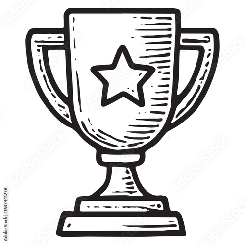 Hand-Drawn Victory Trophy Icon for Achievement Celebration