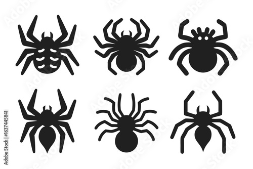 set of crawling spider icon  silhouette vector illustration