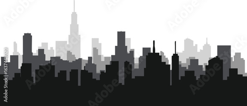 Layered city silhouette vector illustration.